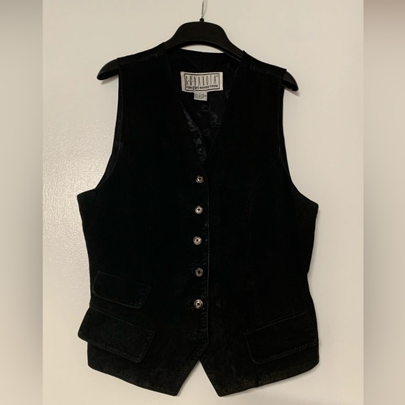 Vintage BB Dakota for Nordstrom Black Leather Suede Vest Medium - Picture 3 of 12